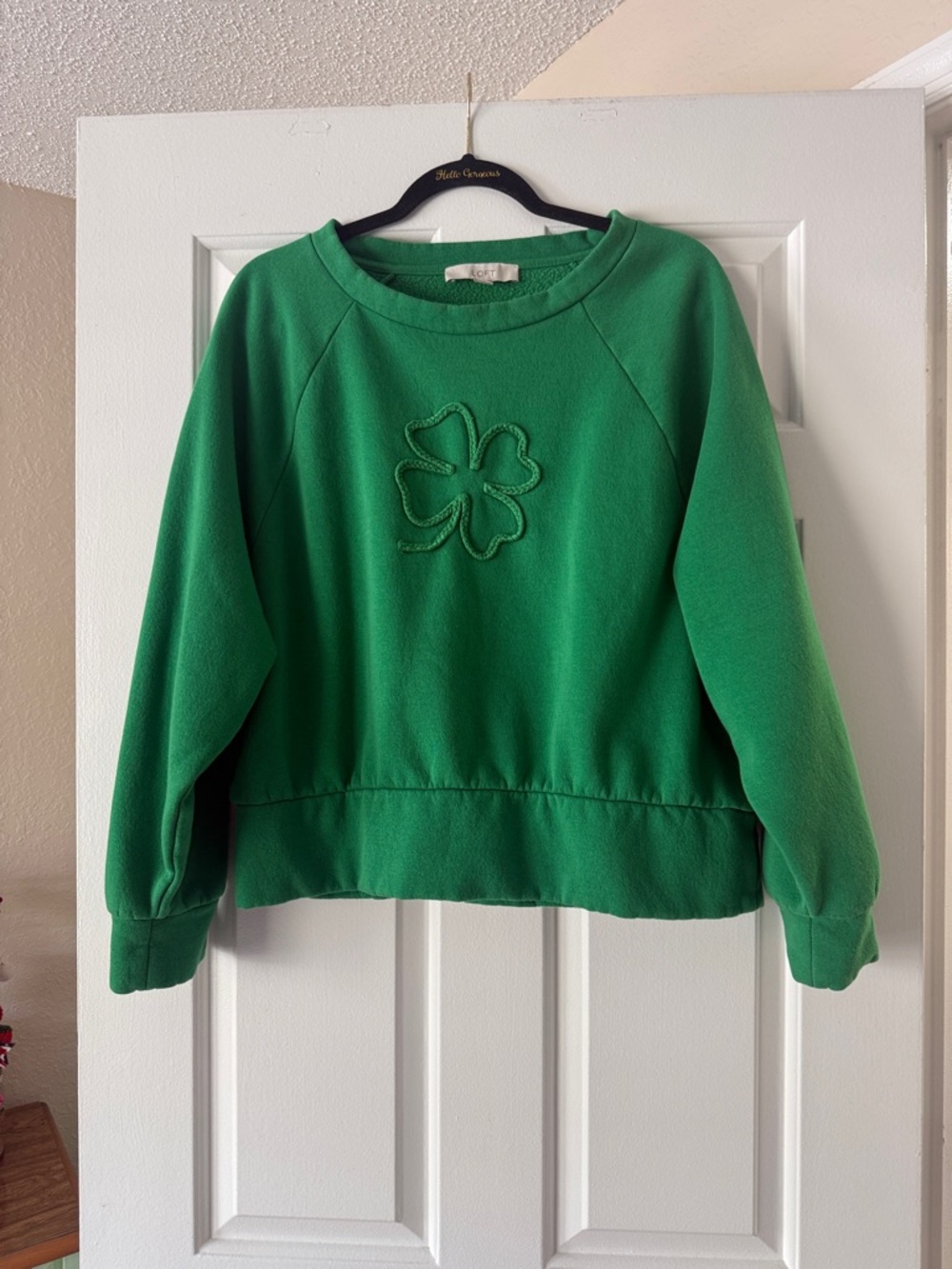 LOFT Cozy Comfy Soft Cropped Shamrock ☘️ Sweatshirt